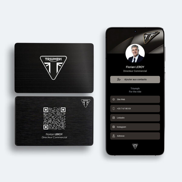 Carte de visite NFC Triumph en métal noir